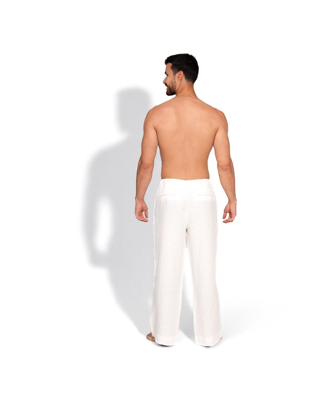 Maison Tangerine White Linen Wide Leg Long Trousers For