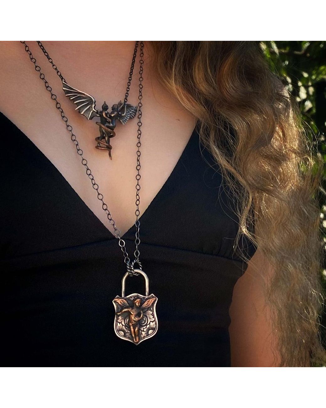 Ebru Jewelry Metallic Sterling Guardian Angel Unique Necklace