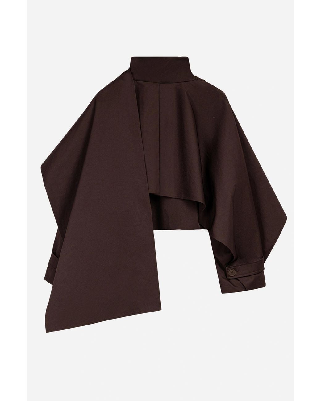 Nocturne Brown Shawl Detail Stand Collar Trench Coat