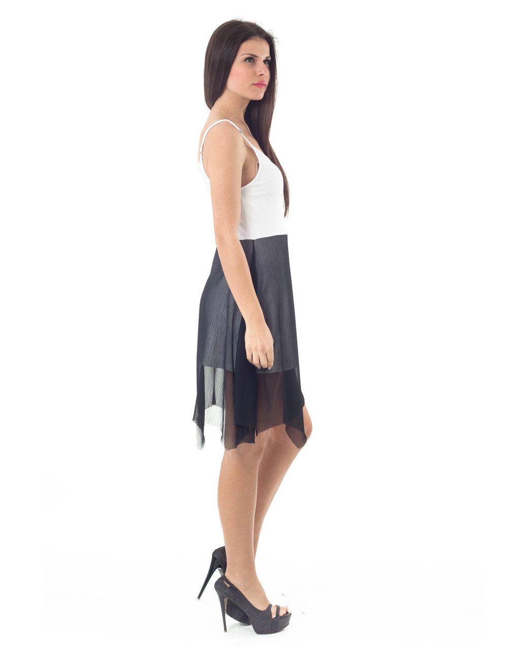 Conquista Black Two Tone Sheer Layer Dress