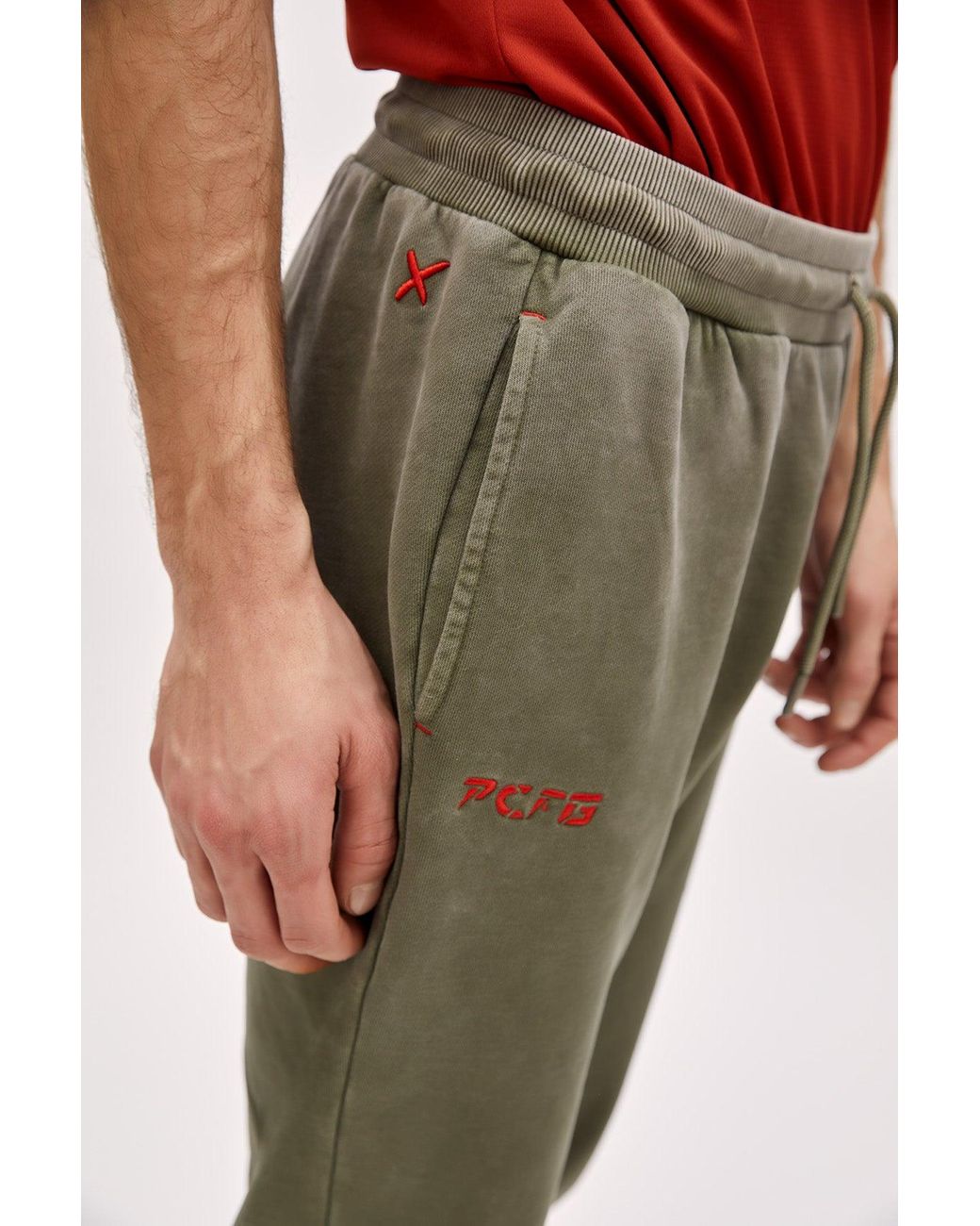 Pcfg Green Acid Washed Track Sweatpant for men