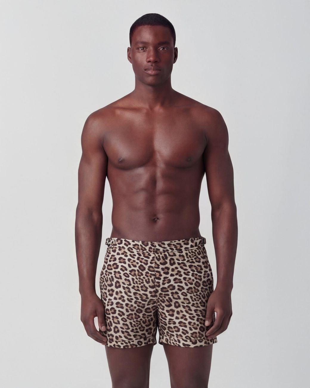 Lords of Harlech Black Pool Leopard Tailored Swim Short for men