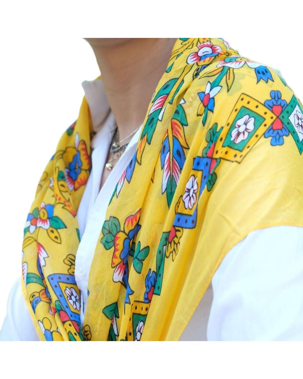 Springmoonatelier Yellow Floral Scarf