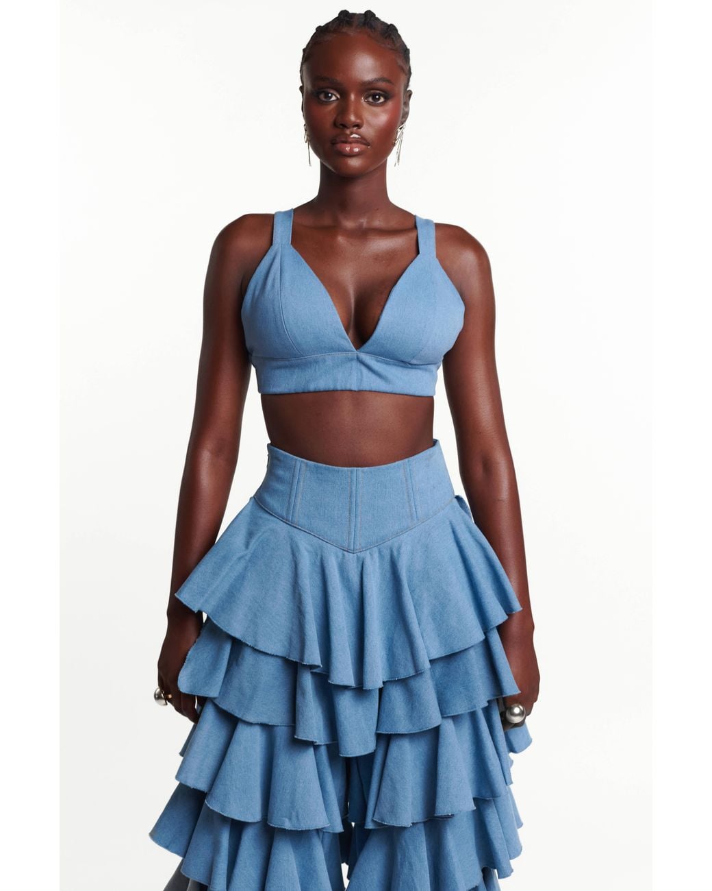Ofuure Blue Light Denim Azure Bra Top