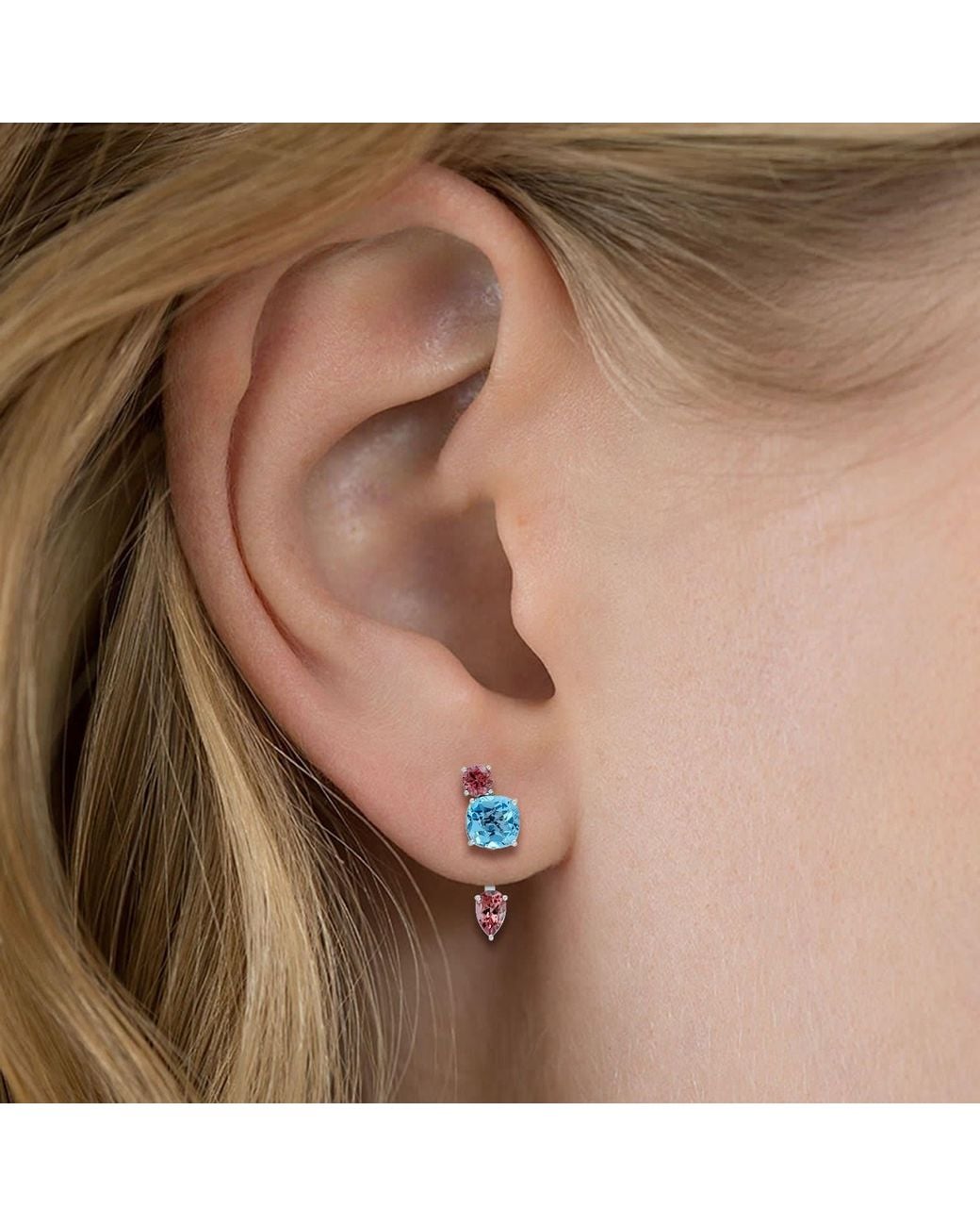 Artisan Blue Topaz & Tourmaline Ear Jacket Earrings