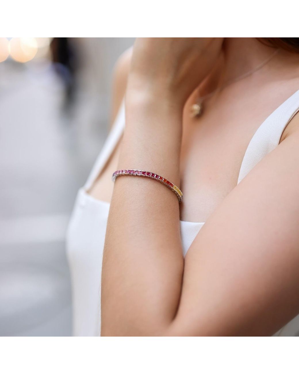 Spero London Metallic Sterling Square Rectangular Tennis Bracelet