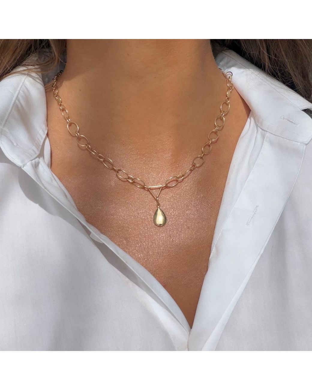 Larisa Beaumont Metallic Honesty Charm – 14K Solid Teardrop Pendant