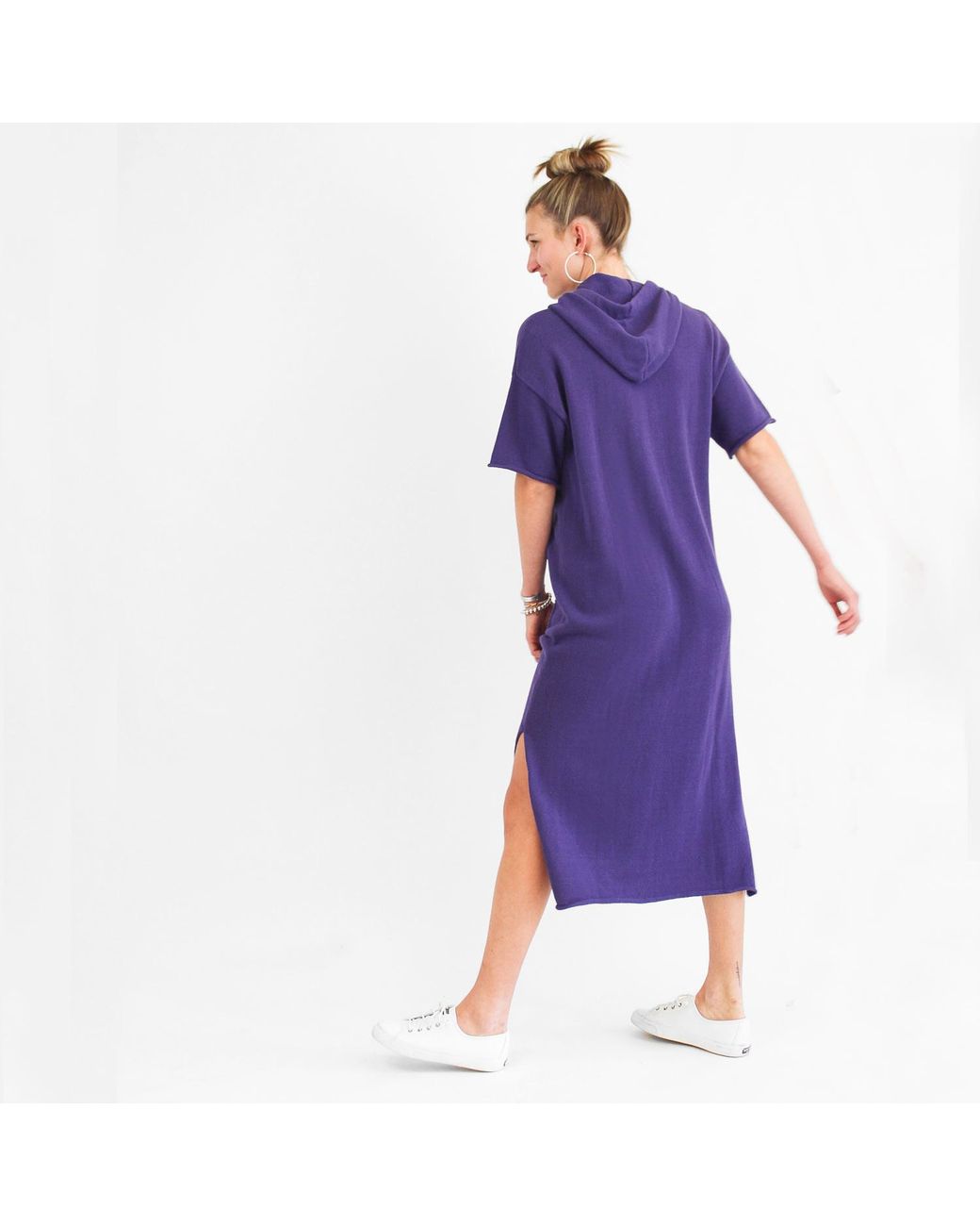 Zenzee Purple Cotton Hoodie Dress