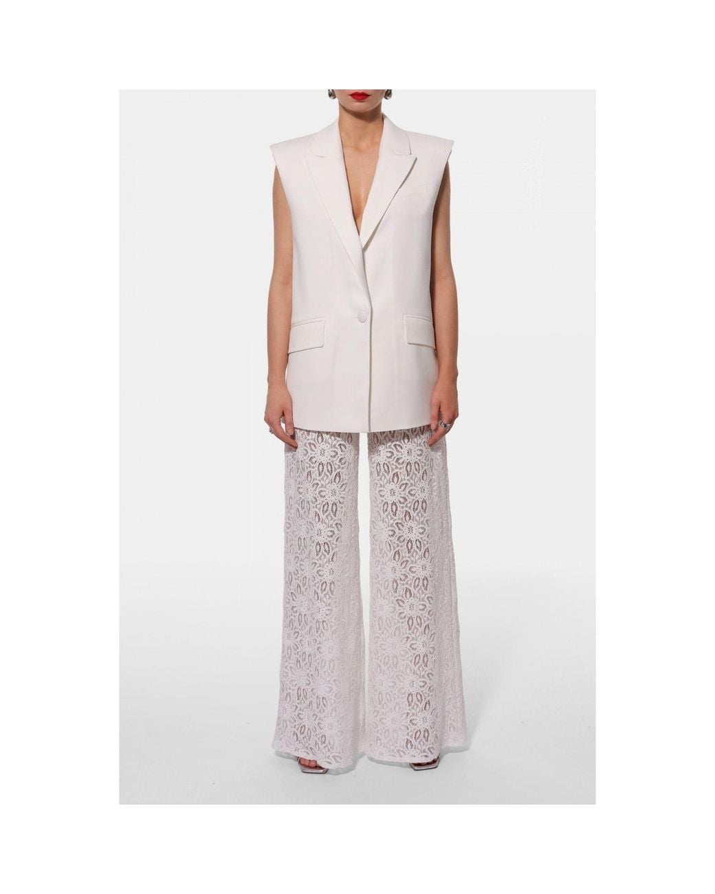 AGGI by HALEWSKI White Ursula Off Long Vest