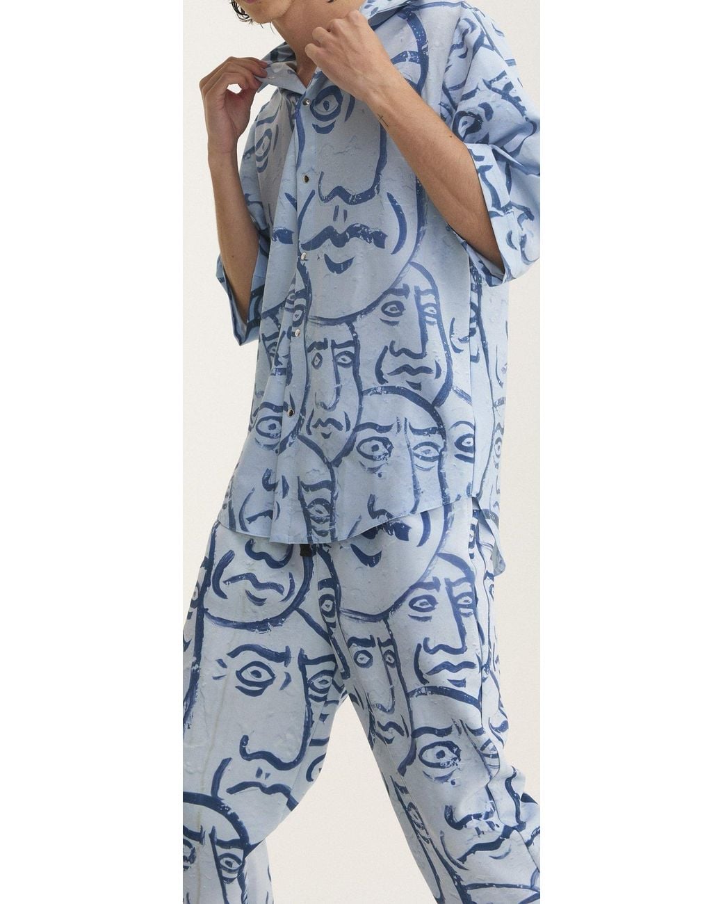 mysimplicated Blue Short Sleeve Shirt And Trousers Set