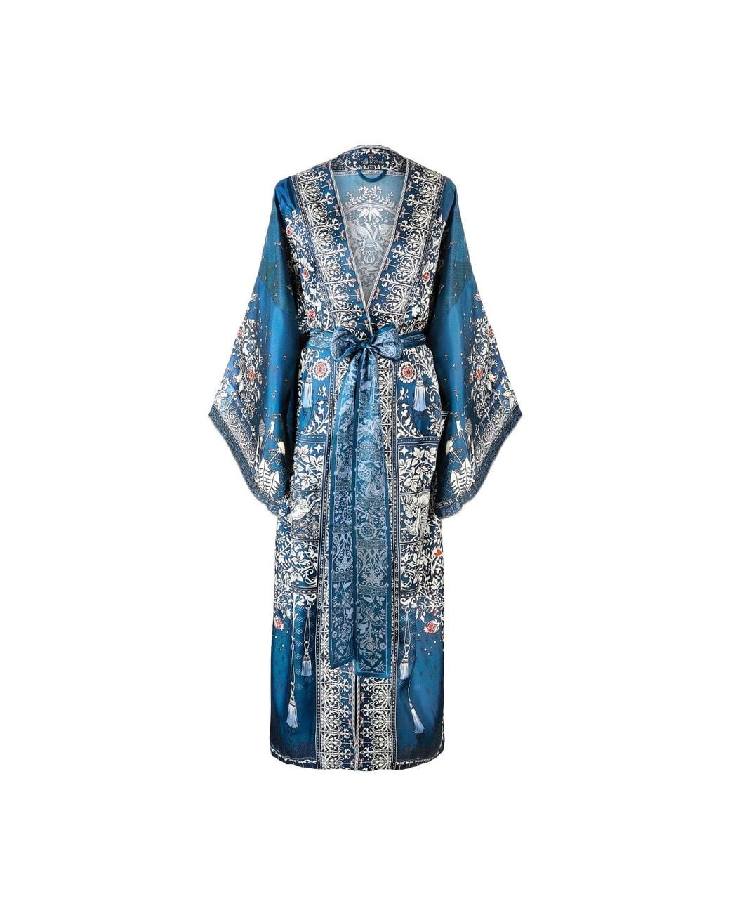 Silk&Soul Blue Tree Of Life Silk Robe