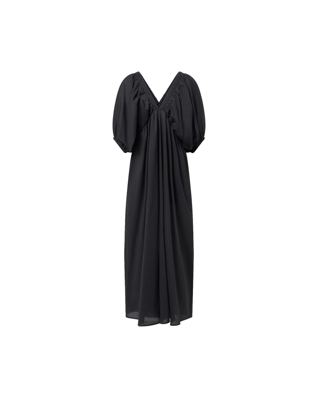Audrey Vallens Black Neutrals Selene Gathered Maxi Dress