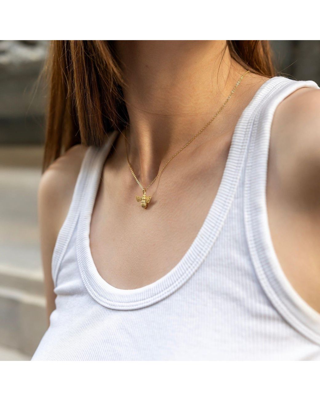 Spero London Metallic Matte Bumble Bee Sterling Necklace