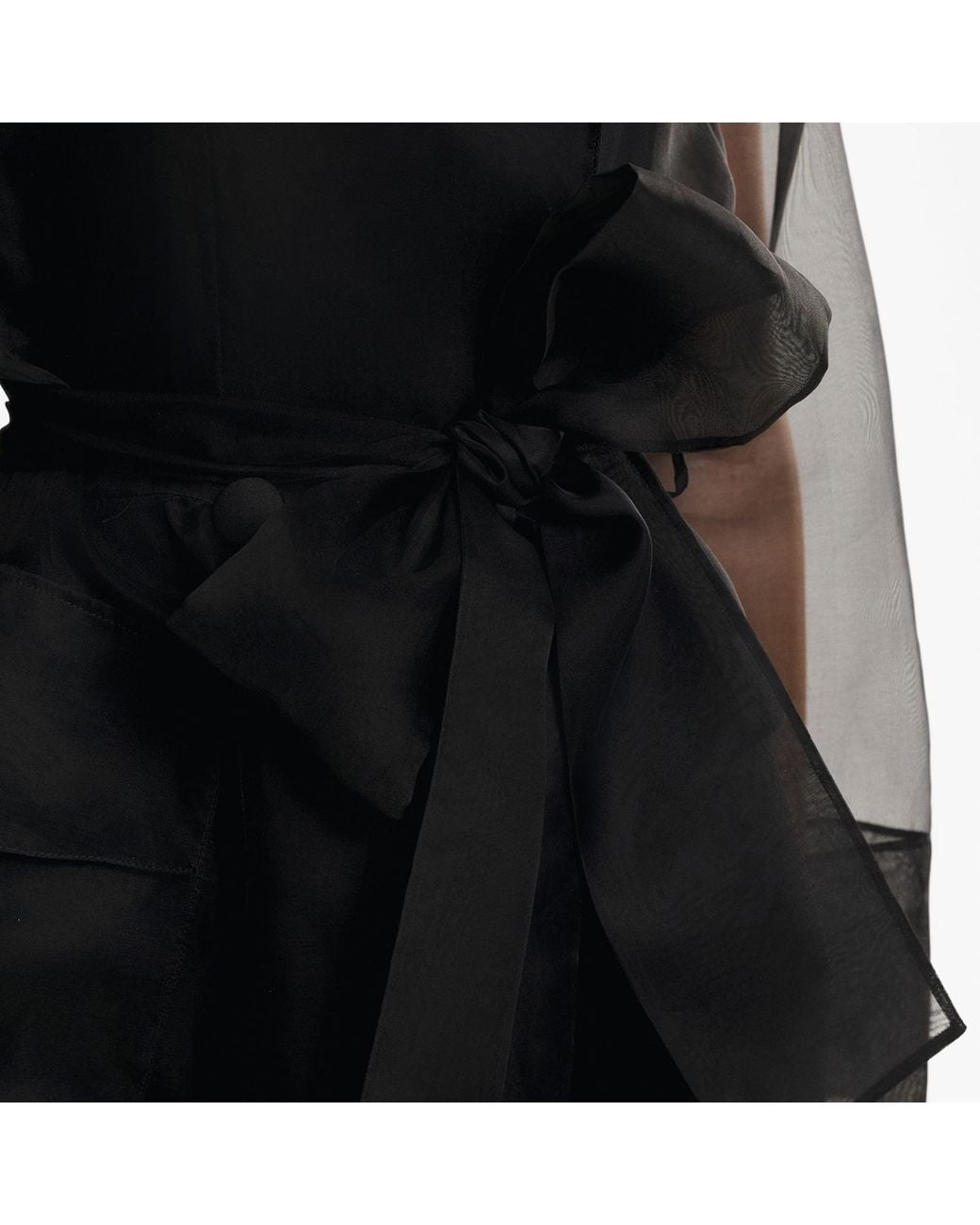 Lita Couture Black See Through Organza Trench Dress
