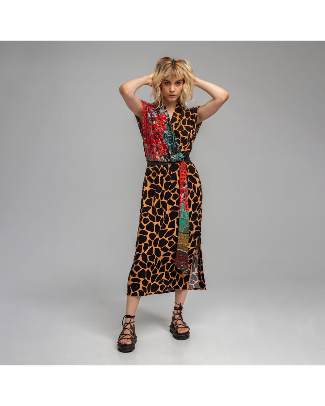 ARTISTA Multicolor Terra Wrap Effect Maxi Dress