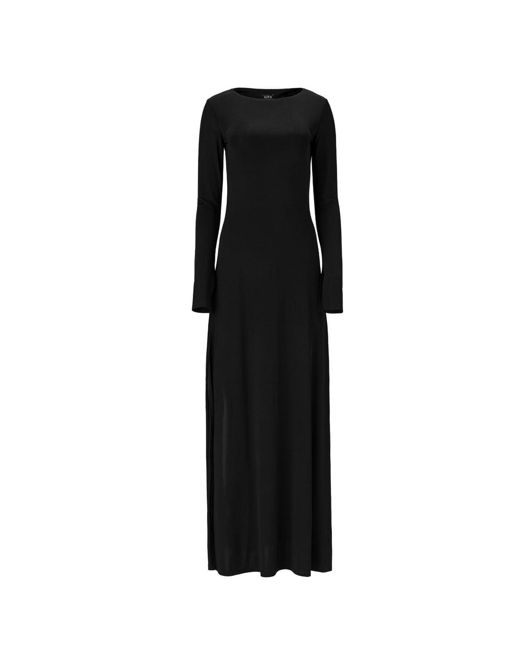 Lita Couture Black Open Back Dress With Side Split