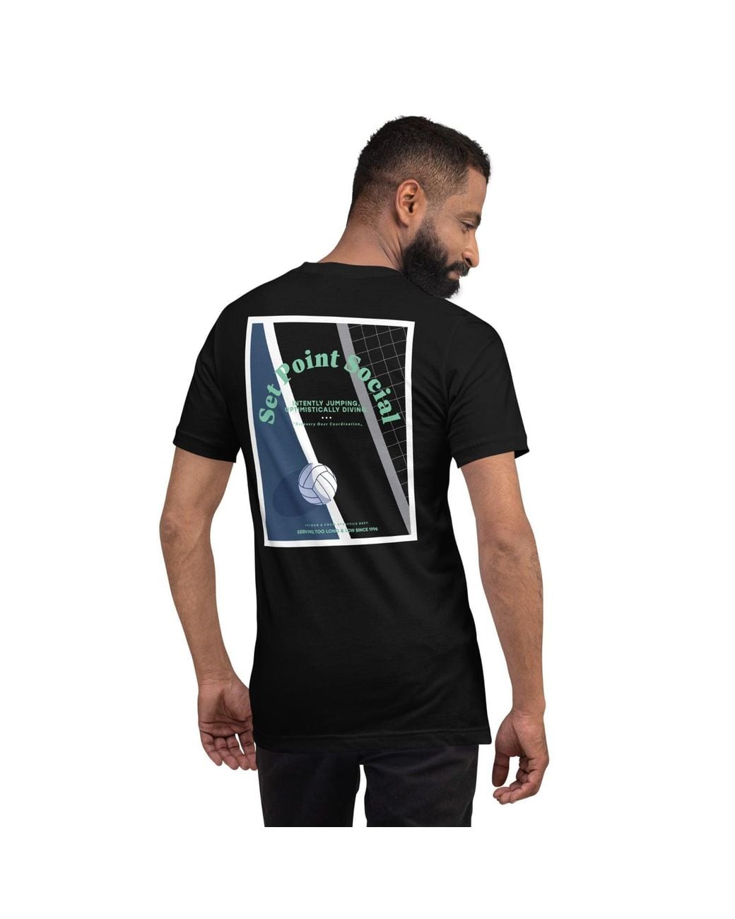 Anchor and Crew Black Set Point Social Volleyball Club League Organic Cotton T-Shirt for men