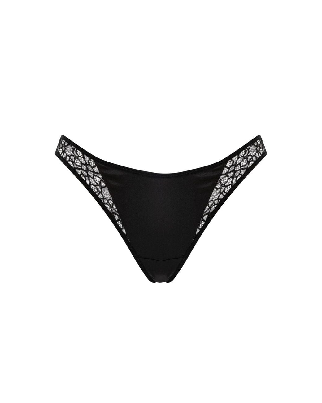 SAETA Paris Black Silk & Cotton Lace Brief