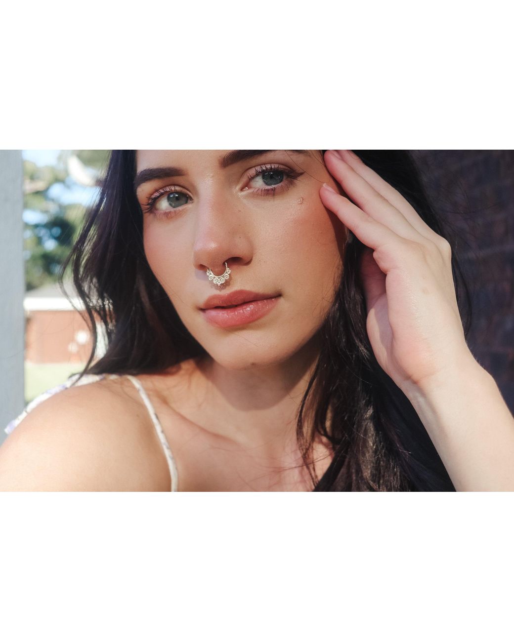 Zahav Jewelry Metallic 10K Solid 18G Septum Ring Filigree Nose Hoop