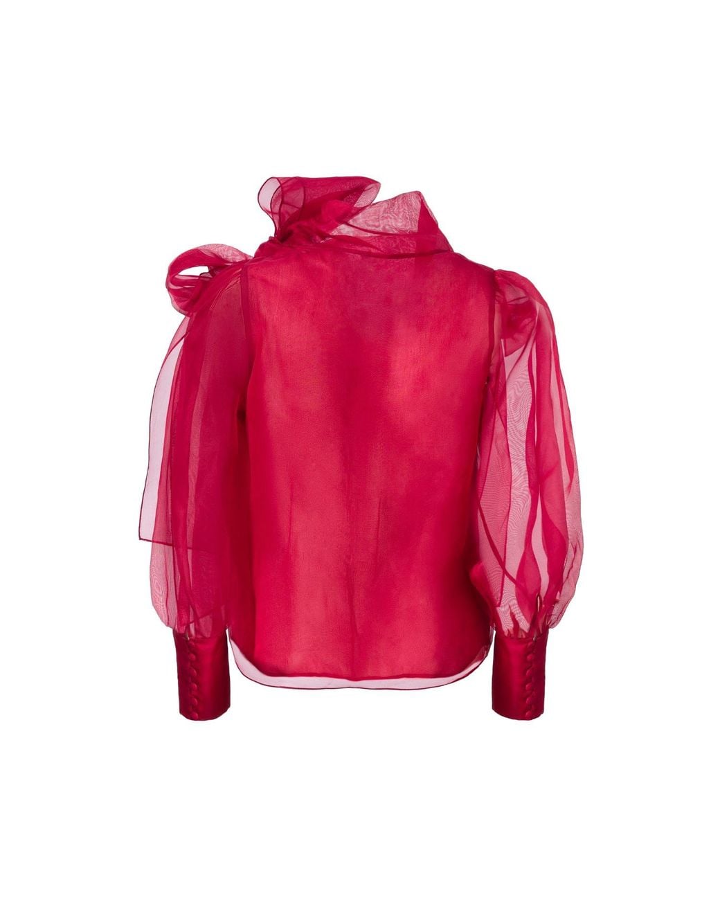 Lita Couture Red Sheer Organza-Silk Blouse