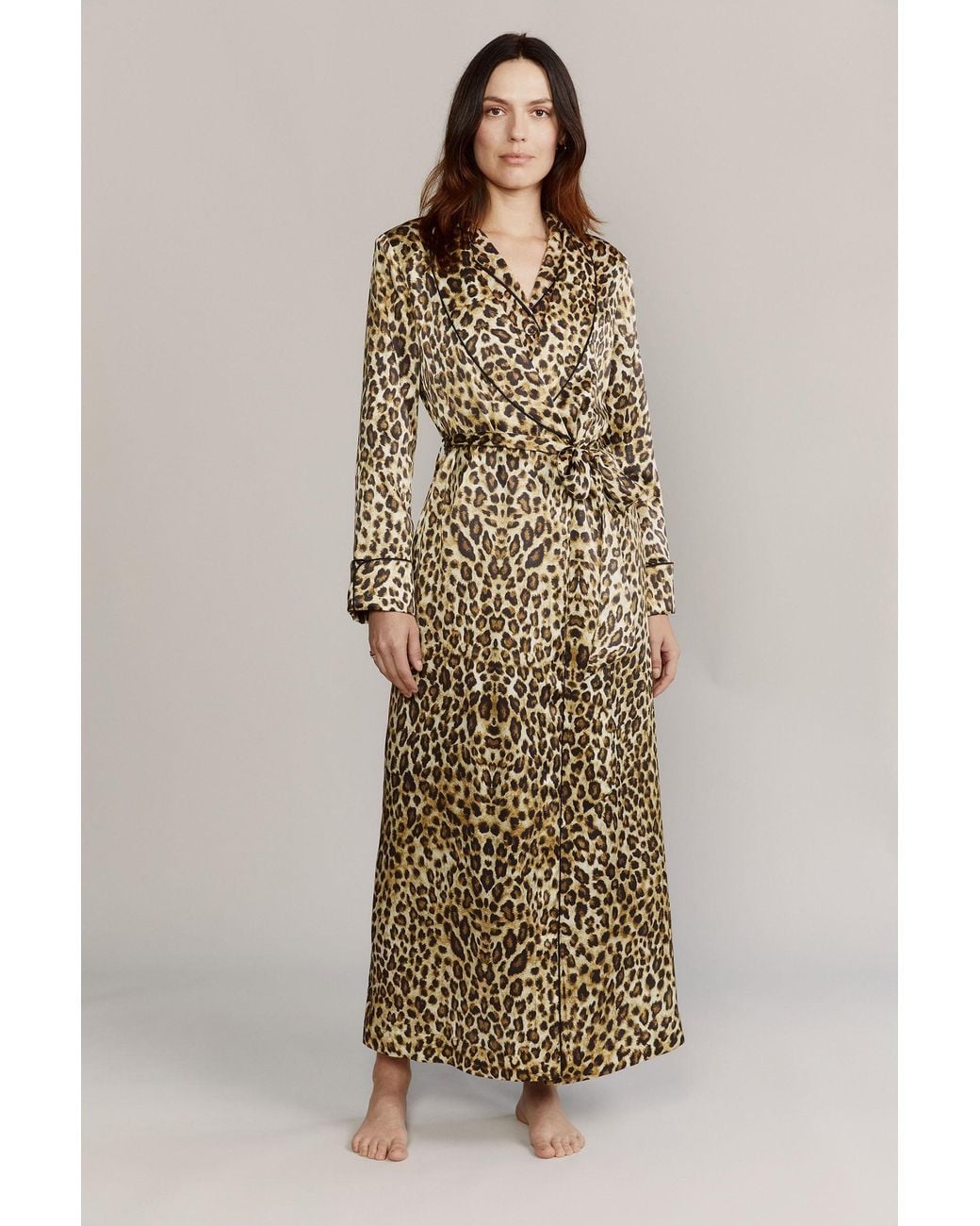 Kato Natural Matador Leopard Silk Satin Robe