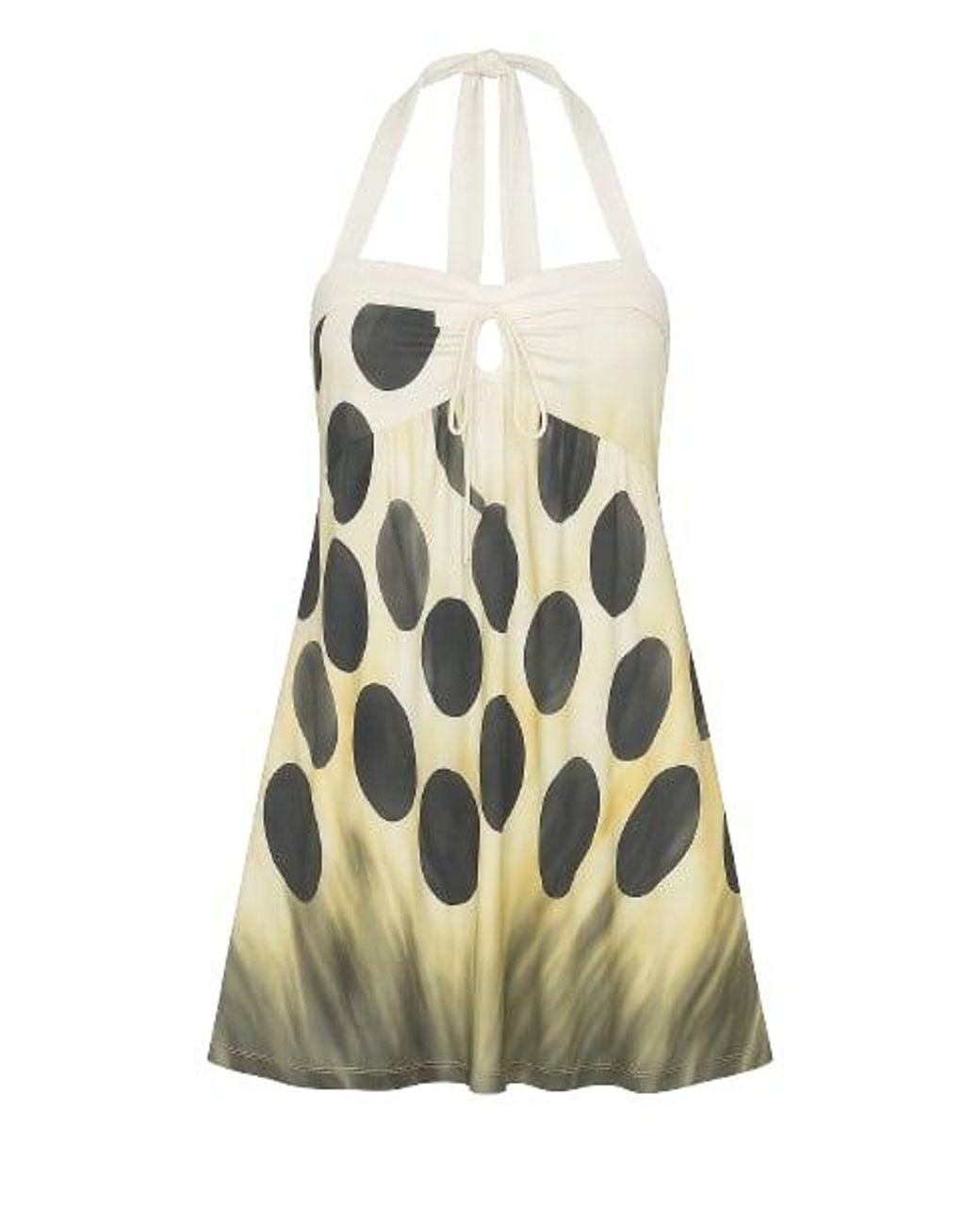 Conquista White Halter Neck Print Dress