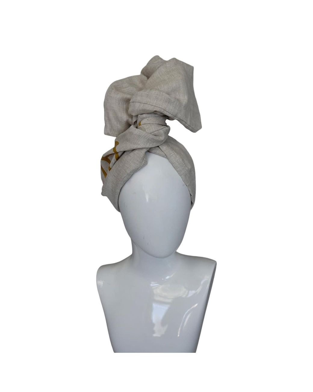 Romer Millinery Gray Neutrals Twisturban Turban Oatmeal Handkerchief Linen "Om"