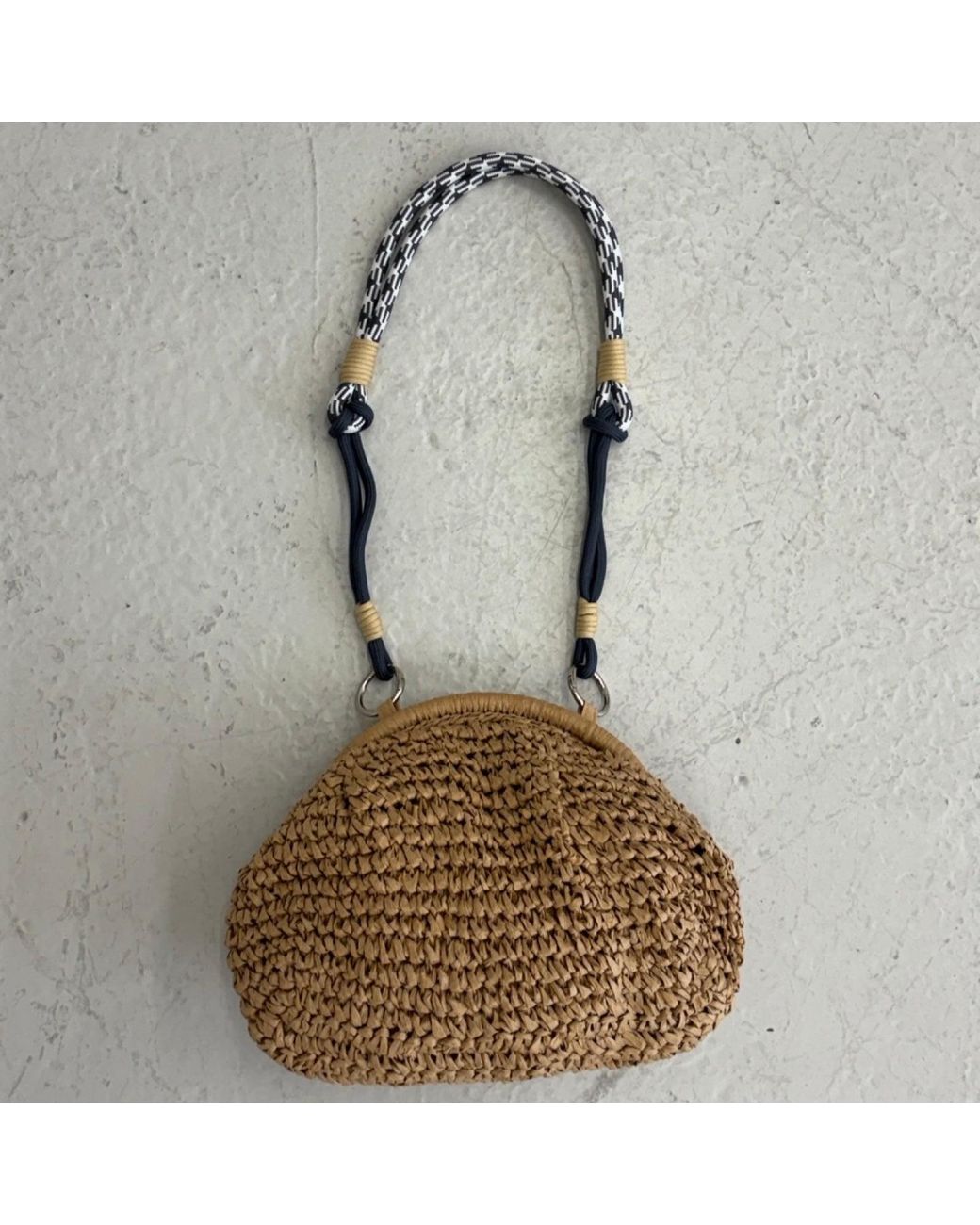 London Atelier Byproduct Brown Neutrals Straw Braided Clutch With Braided Shoulder Strap