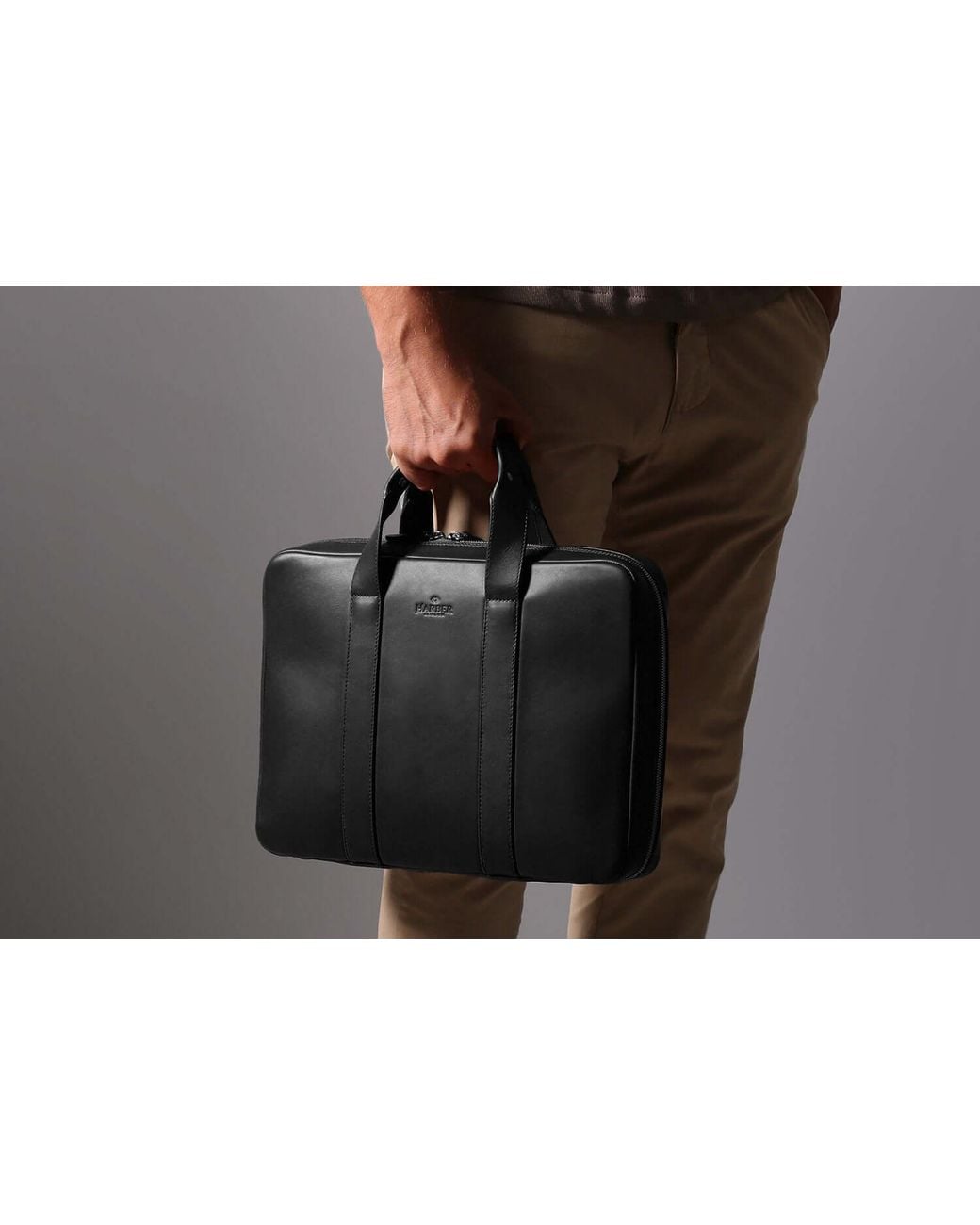 Harber London Black Laptop Briefcase for men