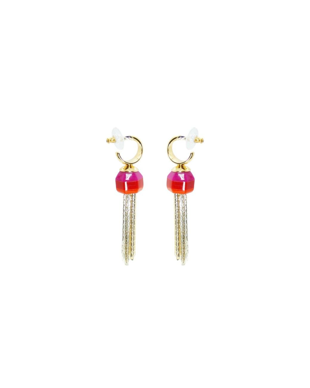 Gissa Bicalho Red Acrylic Handmade Earring Fringe Butterfly