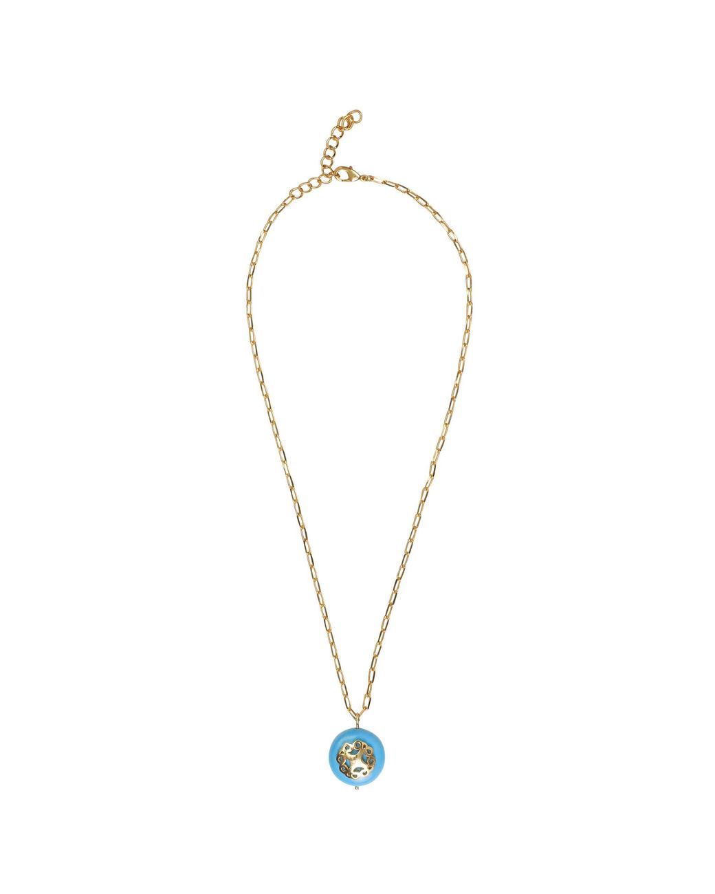 Lila Rasa Metallic Stone Pendant With Filigree