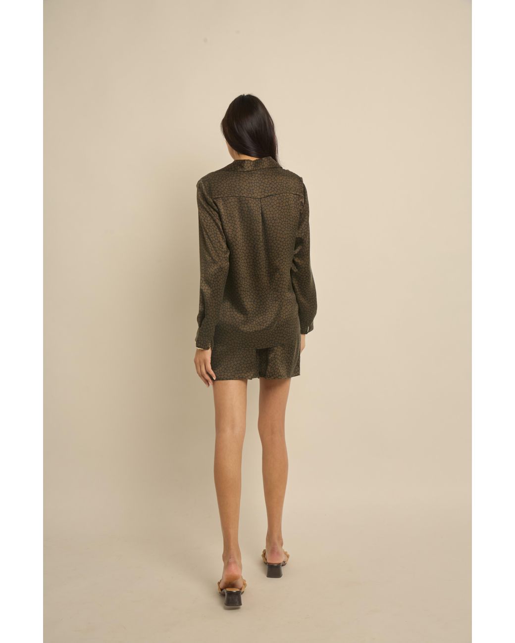Lily Rou Green Silk Marina Relaxed Shorts