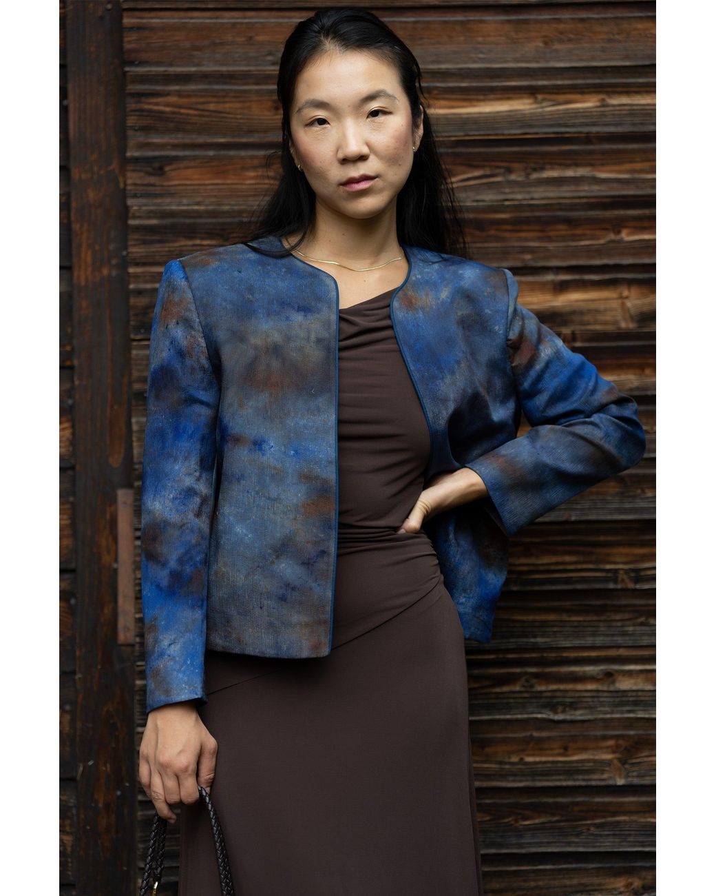 Stovaria Blue Midnight Pure Silk Statement Jacket