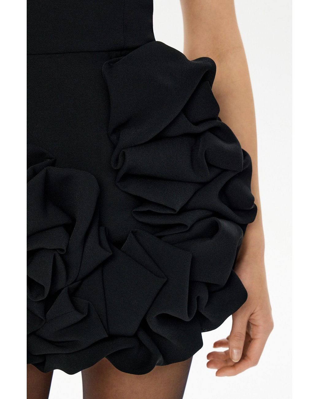 POST MERIDIEM Black Flounced Bottom One Shoulder Bustier Dress