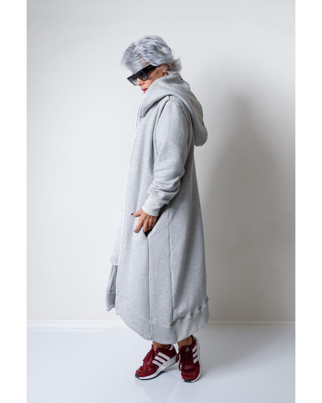 Clothes by Locker Room Gray Long Oversized Asymmetrical Casual Hoodie Sweatshirt