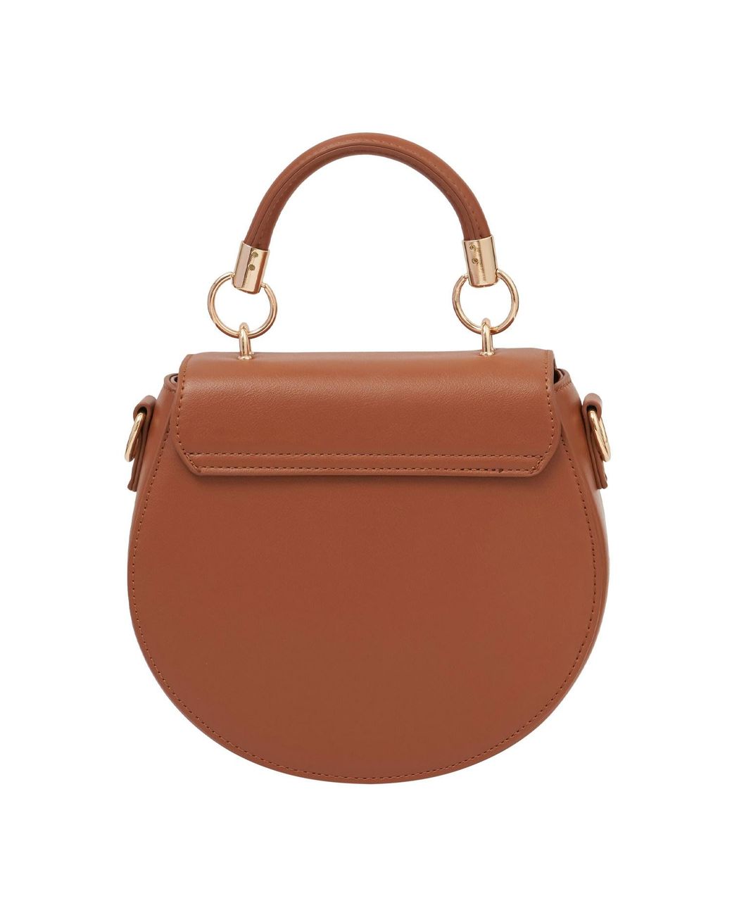 Fable England Brown Embroidered Vegan Leather Saddle Crossbody Bag