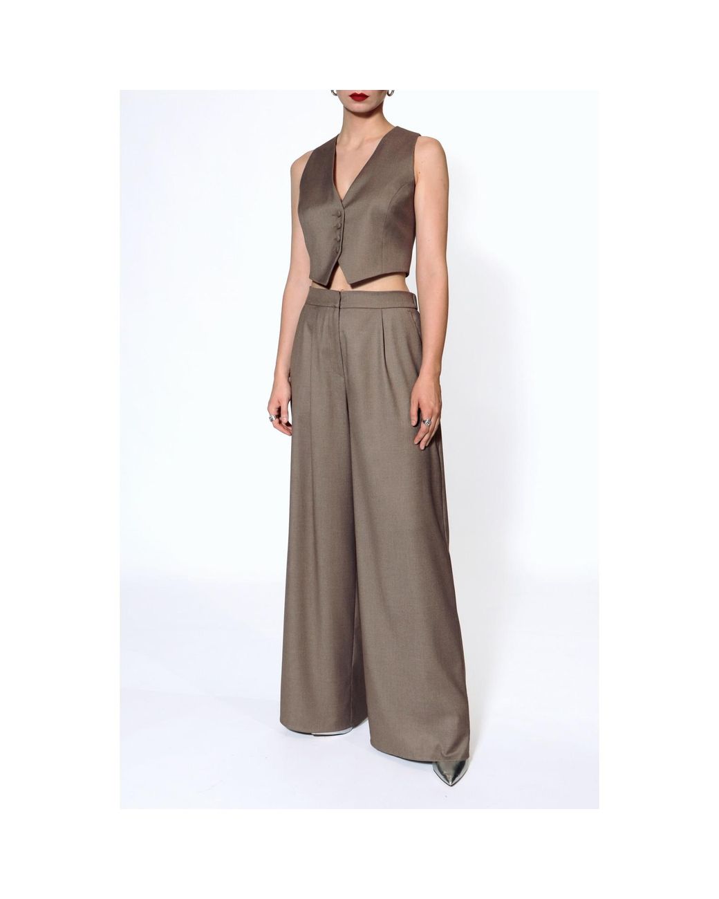 AGGI by HALEWSKI Brown Sylvia Melange Suit Vest