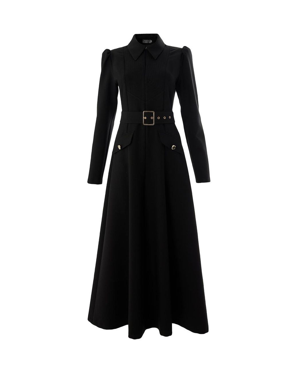 Exquise Black Bailee Slim Fit Belted Midi Dress