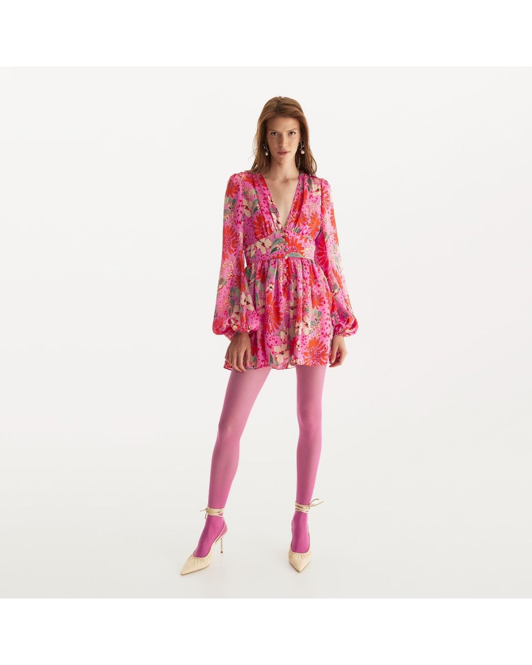 Lita Couture Pink Floral Print Jumpsuit