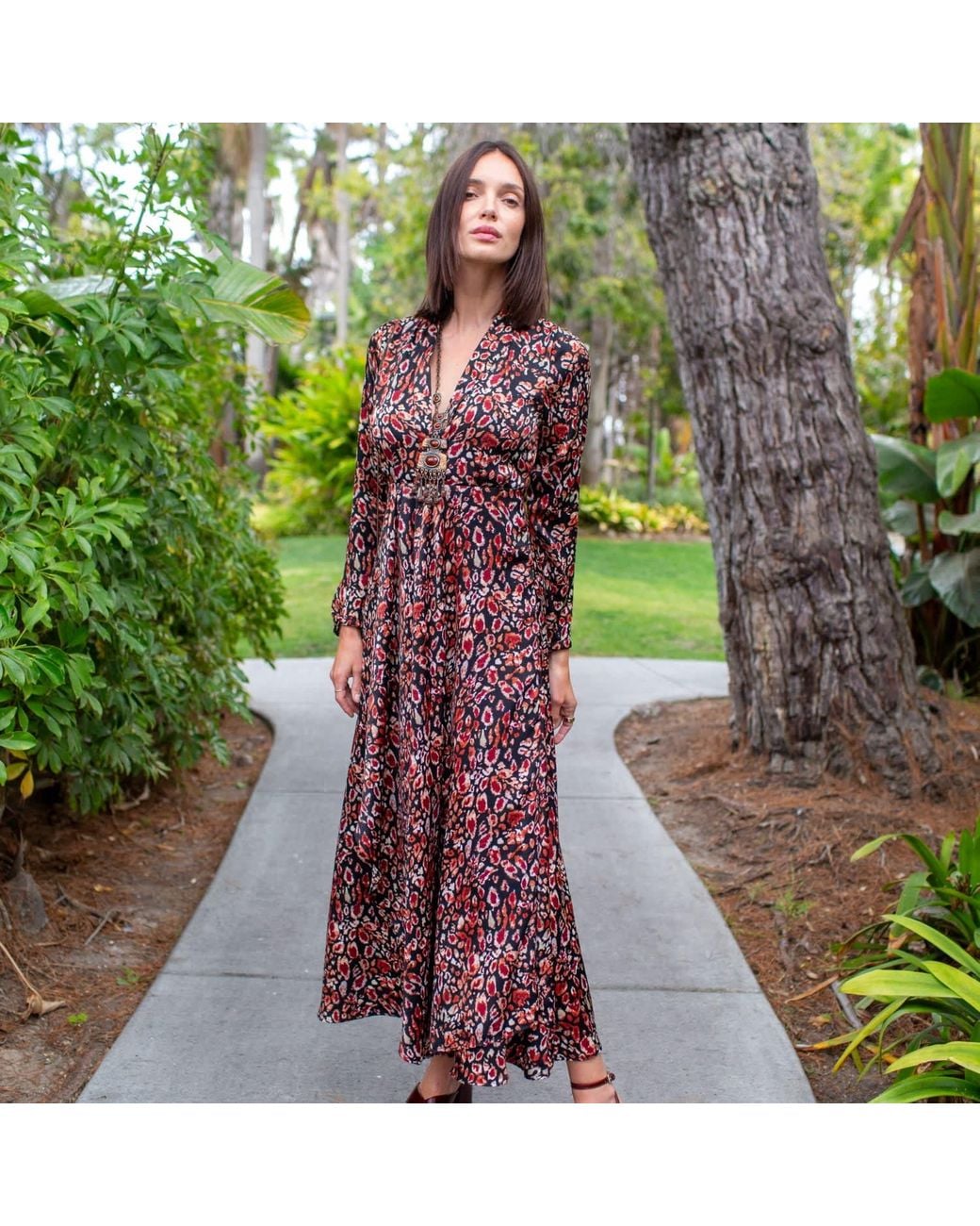 Jennafer Grace Brown Sasha Leopard Minaret Dress