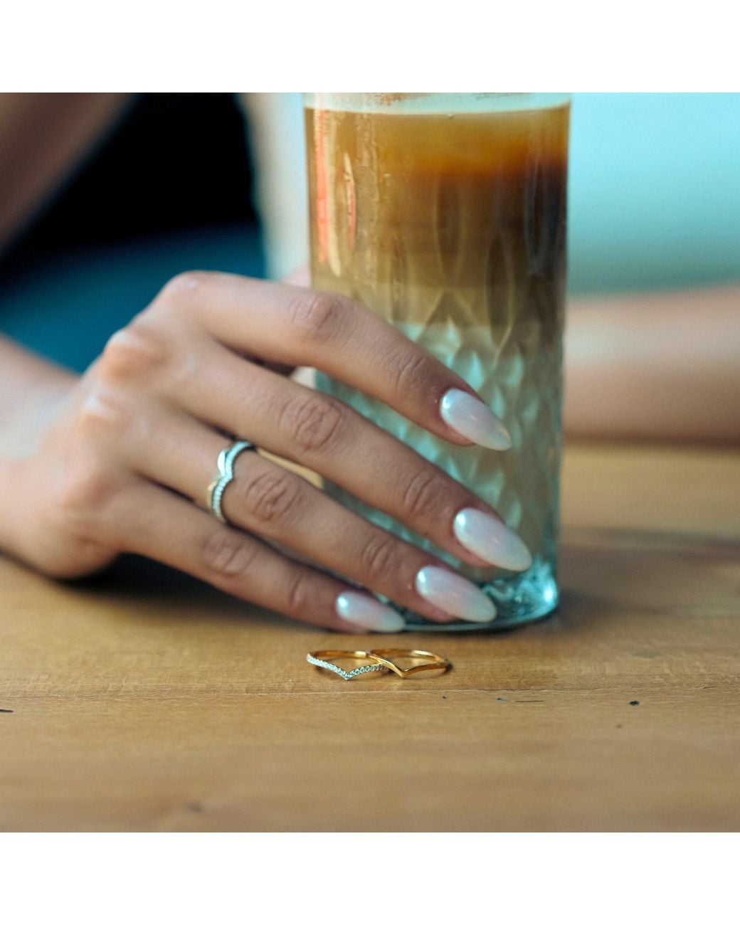 Spero London Metallic Sterling Wishbone Stacker V Ring Set