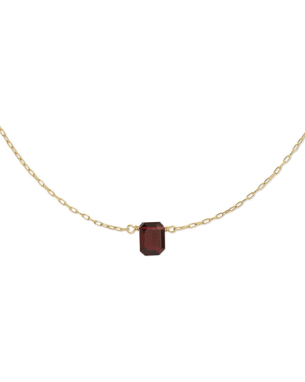 Heather Hawkins Jewelry Metallic Tiny Faceted Emerald Cut Gemstone Necklace
