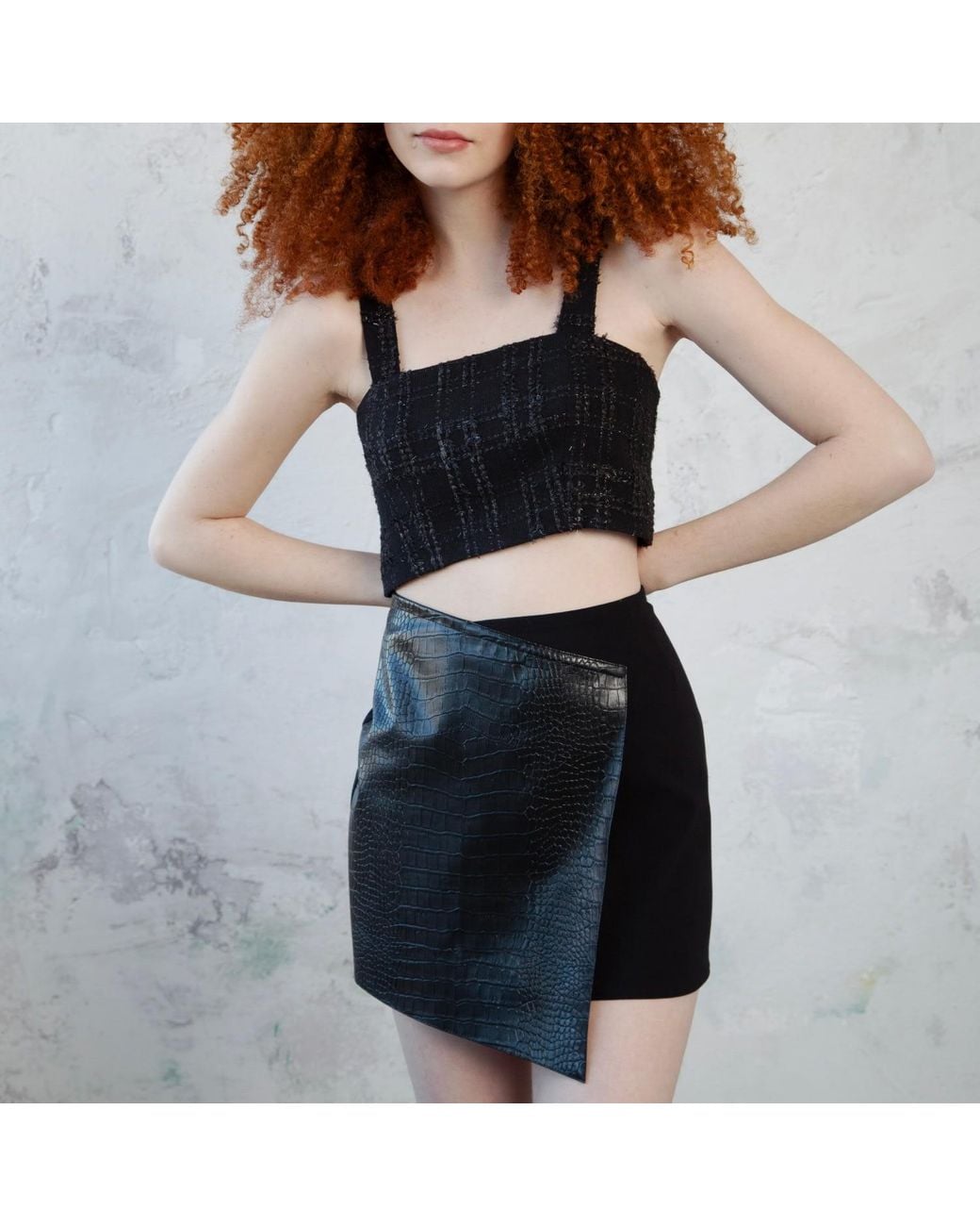 Mirimalist Blue Piton Mini Skirt