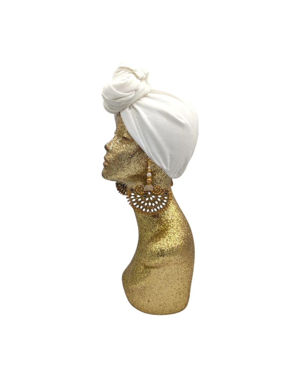 Julia Clancey White Ivory Taffeta Peacock Turban