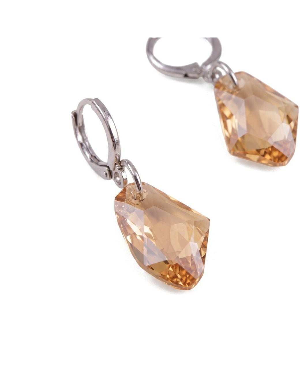 Modenaire Metallic Crystal Drop Earrings Elegant Dangle Jewelry