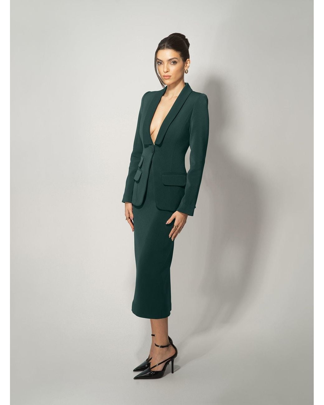Tia Dorraine Green Vision Tailored Blazer & Skirt Suit