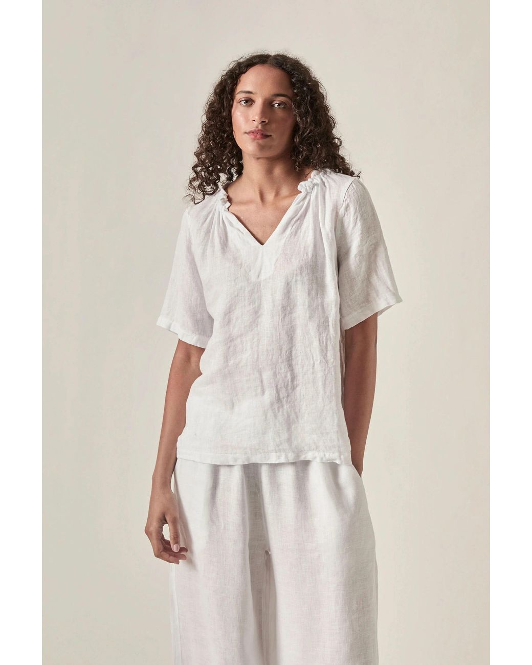 James Lakeland White Pure Linen Blouse