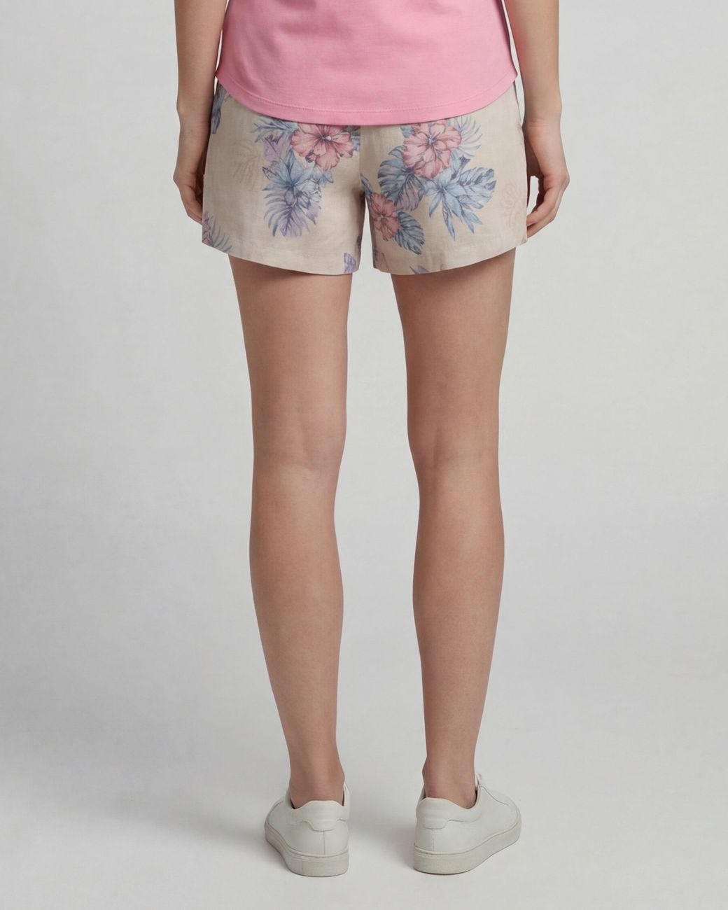 Lords of Harlech Gray Neutrals Leanne Exotic Floral Natural Drawstring Short