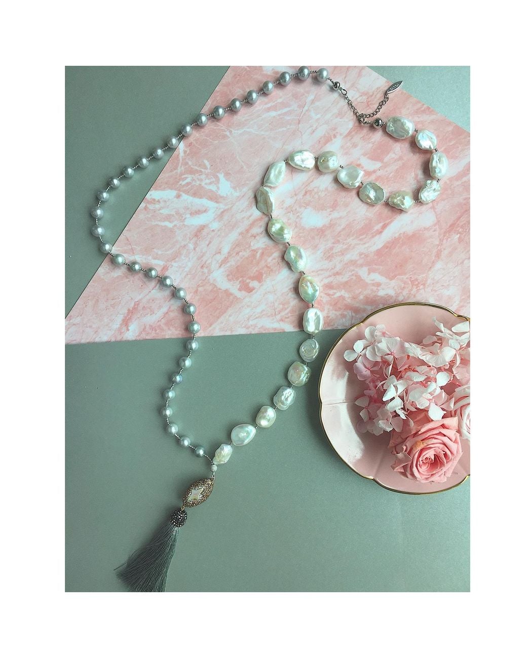 Farra Metallic Freshwater Pearls Multi-Way Tassel Necklace