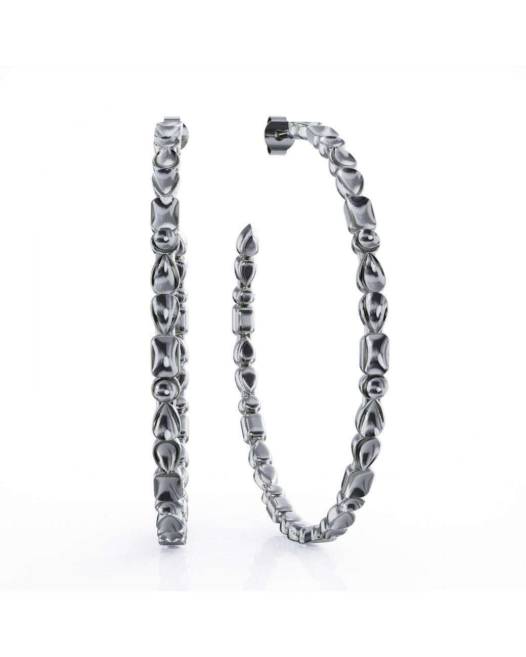Linda Fiore Metallic Adeline Hoop Earrings Sterling